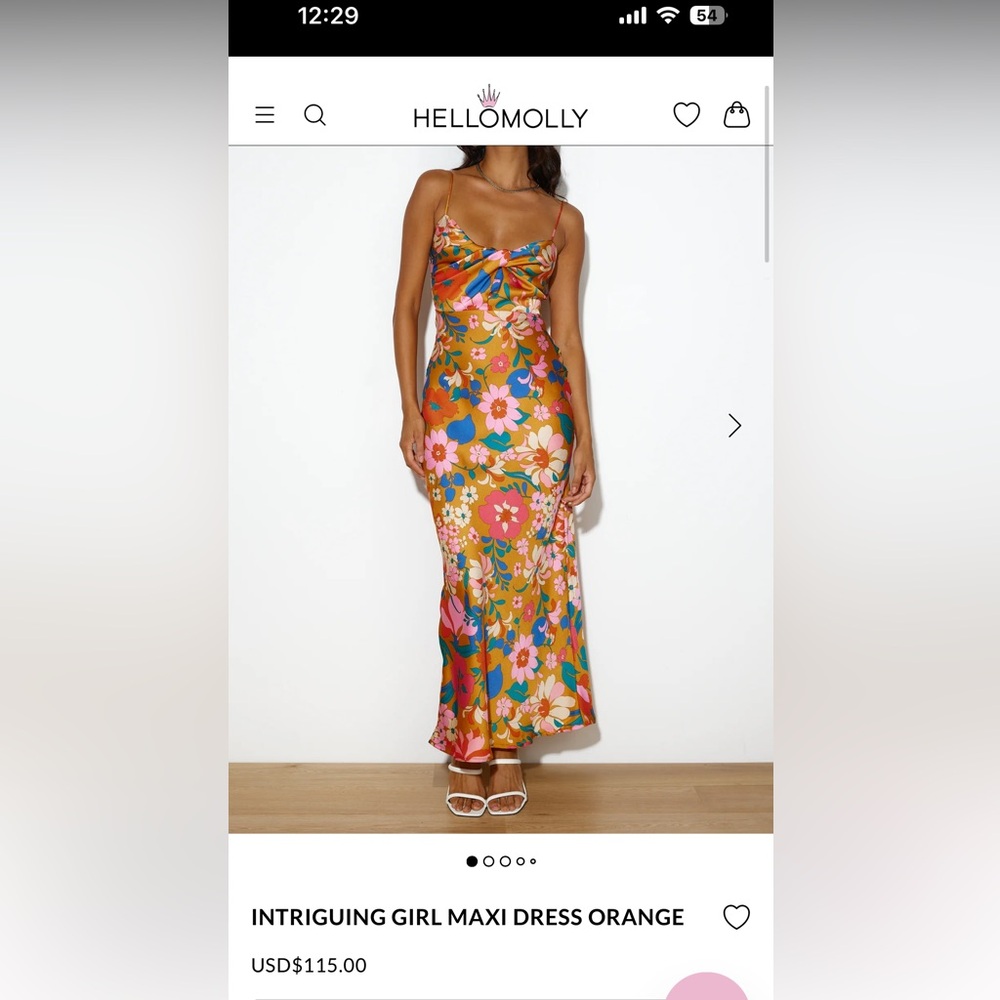 Hello Molly “Intriging Girl’ maxi dress, golden orange floral print